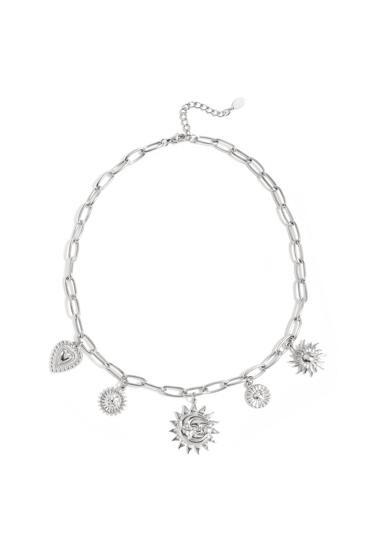 Necklace with sun and heart charms